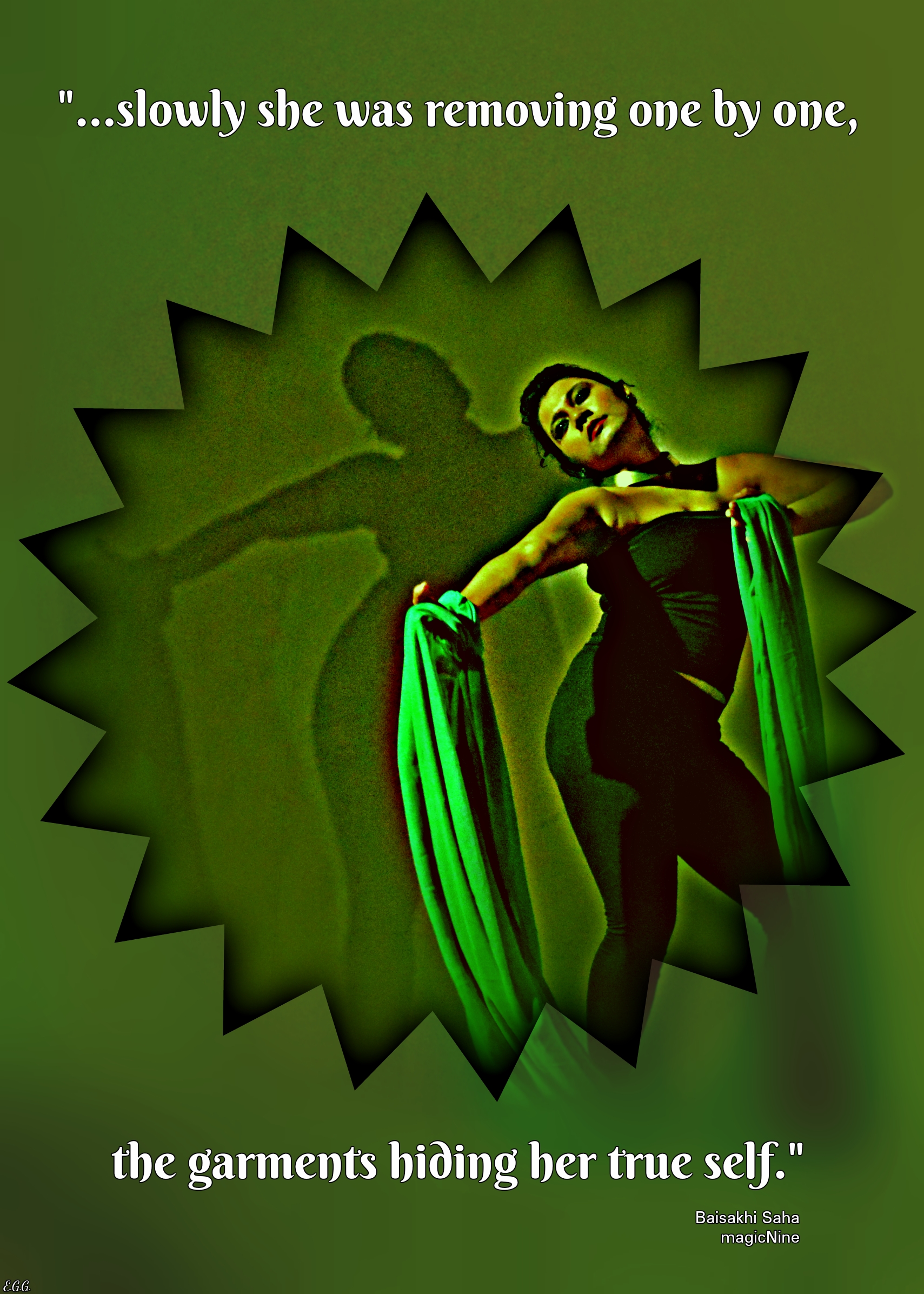 slowly she was removing one by one, the garments hiding her true self