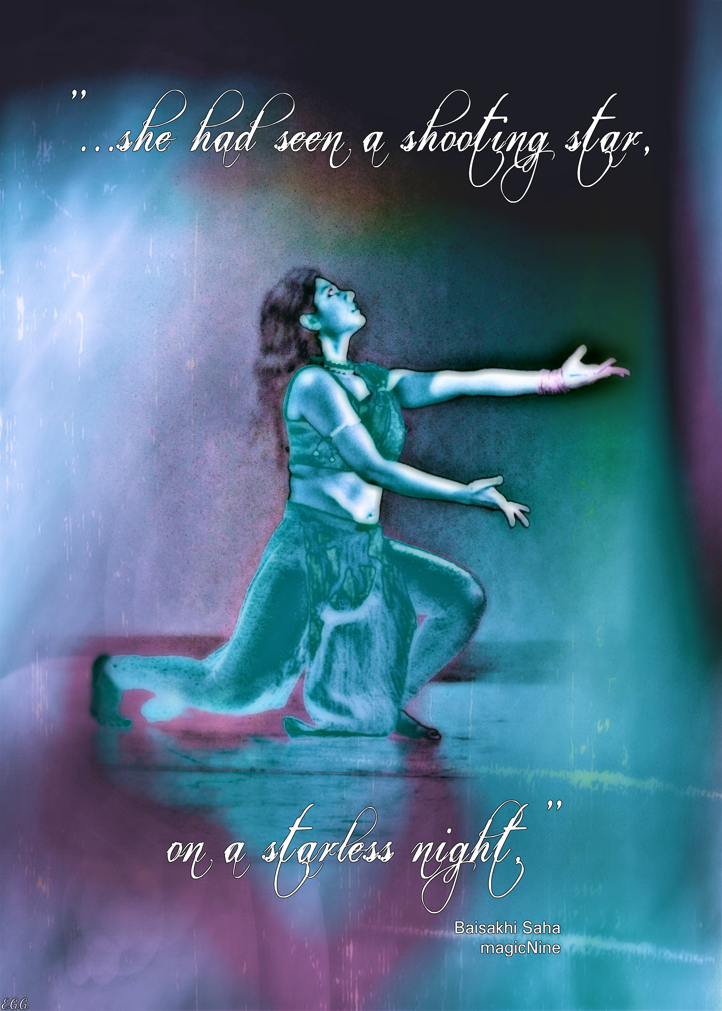 she had seen a shooting star, on a starless night